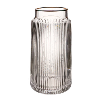 JARRON CRISTAL RAYADO 23CM *TRANSP/ORO