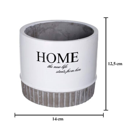 MACETA CERAMICA "HOME" 14x12.5 *BLANCO/GRIS CLARO