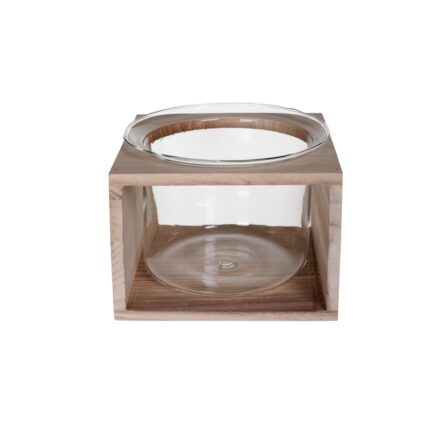 CRISTAL CAJA MADERA H13x16x16C *NATURAL/TRANS.